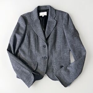 Fine 100% Virgin Wool Italian Herringbone Blazer size 6- 46 Italian tailored